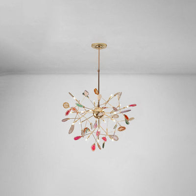 Ulenor Chandelier Colorful Leaf Gilded Arms