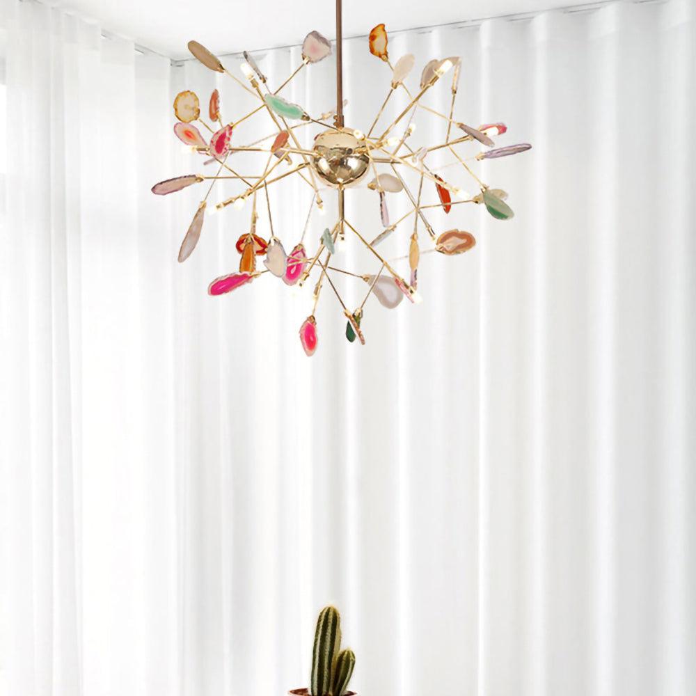 Ulenor Chandelier Colorful Leaf Gilded Arms