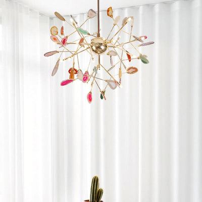 Ulenor Chandelier Colorful Leaf Gilded Arms