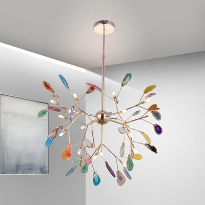 Ulenor Chandelier Colorful Leaf Gilded Arms