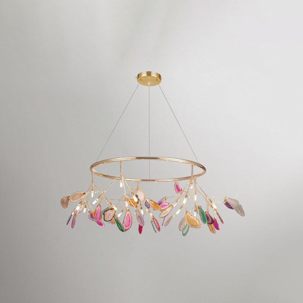 Ulenor Chandelier Colorful Leaf Gilded Arms