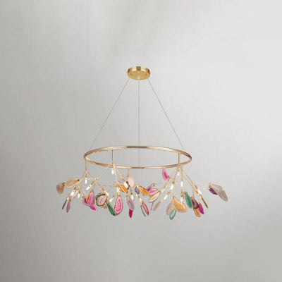 Ulenor Chandelier Colorful Leaf Gilded Arms