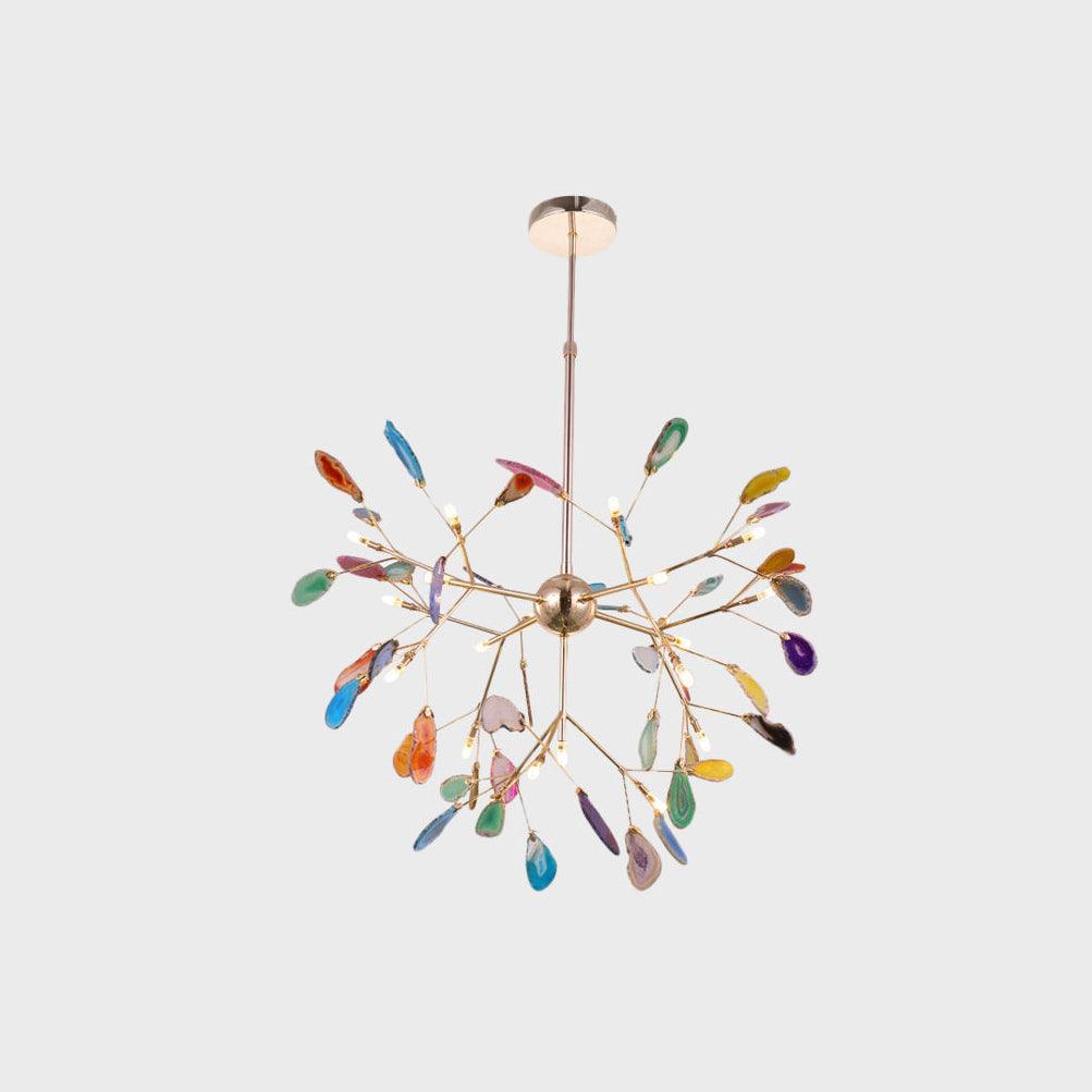Ulenor Chandelier Colorful Leaf Gilded Arms