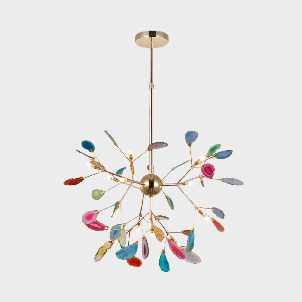 Ulenor Chandelier Colorful Leaf Gilded Arms