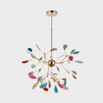 Ulenor Chandelier Colorful Leaf Gilded Arms