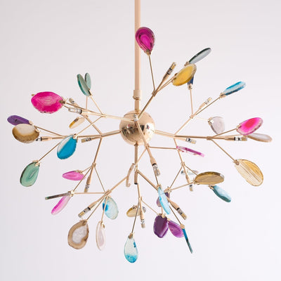 Ulenor Chandelier Colorful Leaf Gilded Arms