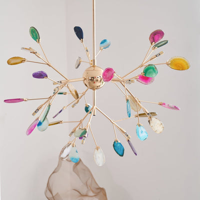 Ulenor Chandelier Colorful Leaf Gilded Arms