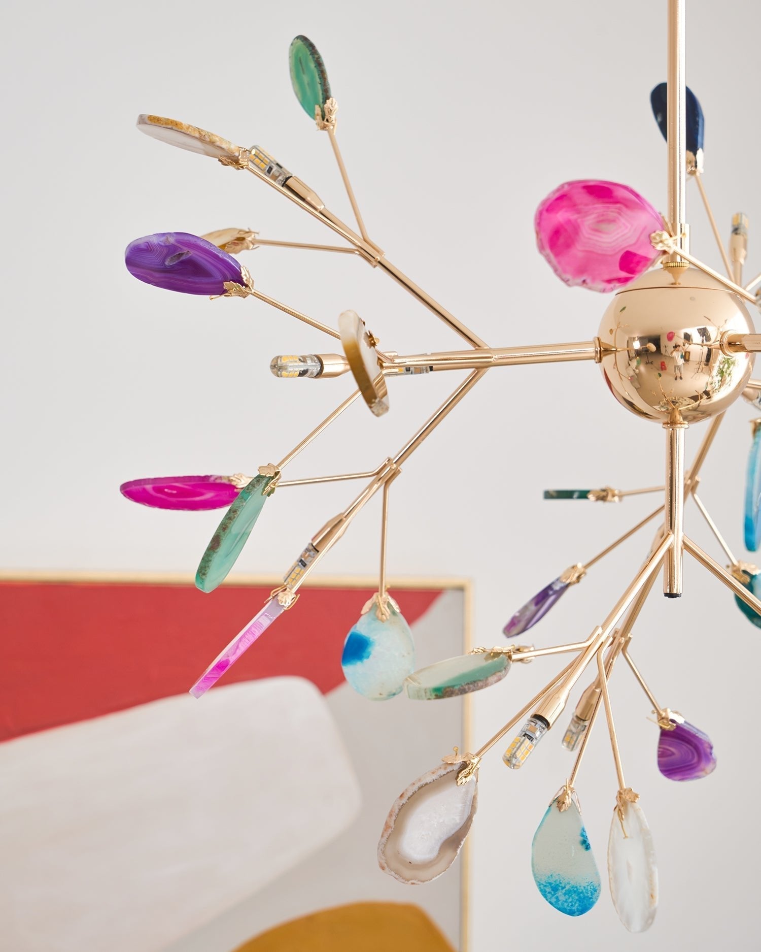 Ulenor Chandelier Colorful Leaf Gilded Arms