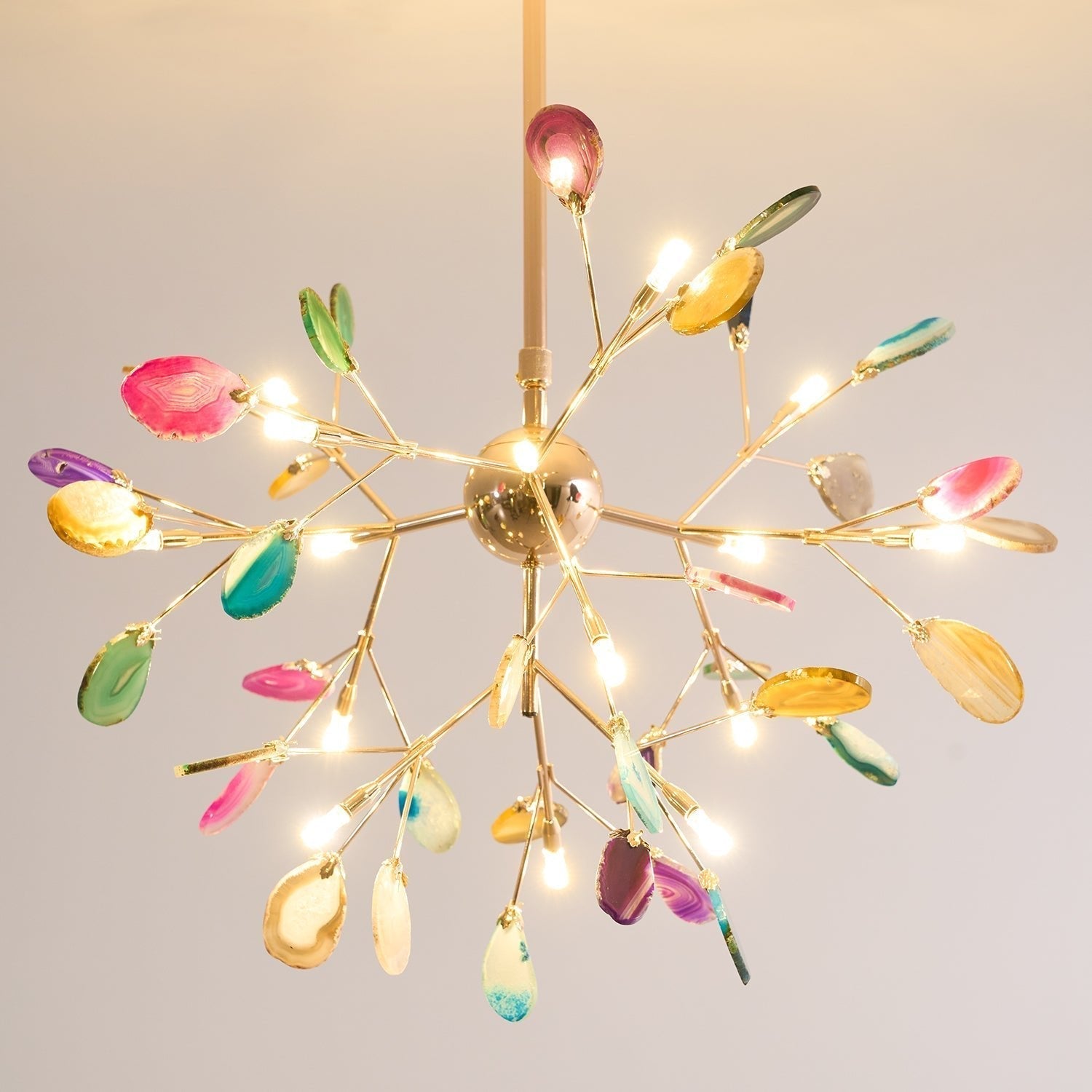 Ulenor Chandelier Colorful Leaf Gilded Arms