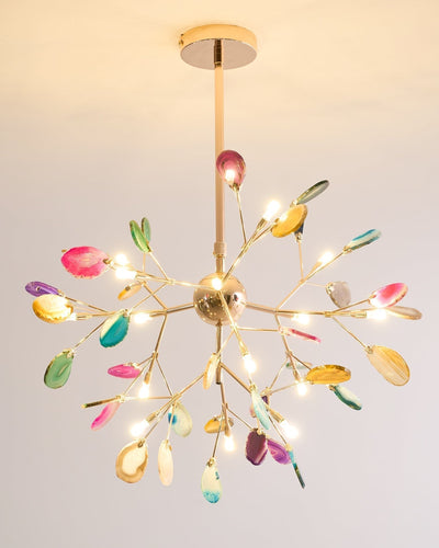 Ulenor Chandelier Colorful Leaf Gilded Arms