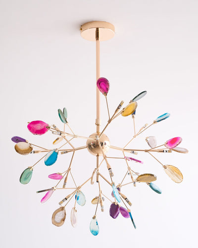 Ulenor Chandelier Colorful Leaf Gilded Arms