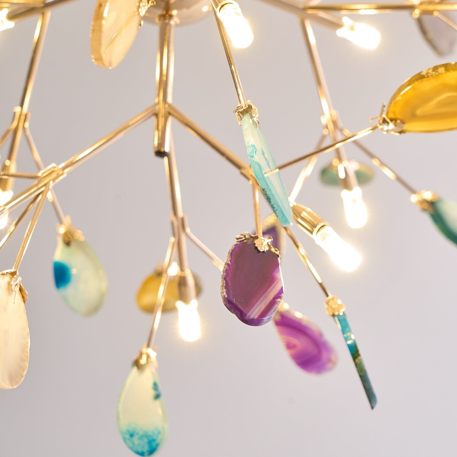 Ulenor Chandelier Colorful Leaf Gilded Arms