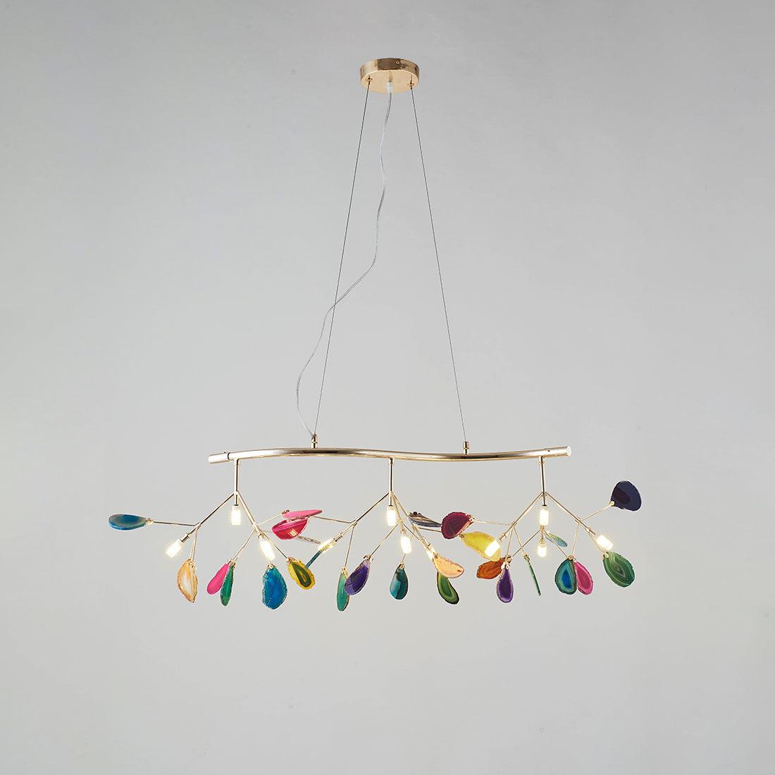 Ulenor Chandelier Colorful Leaf Gilded Arms