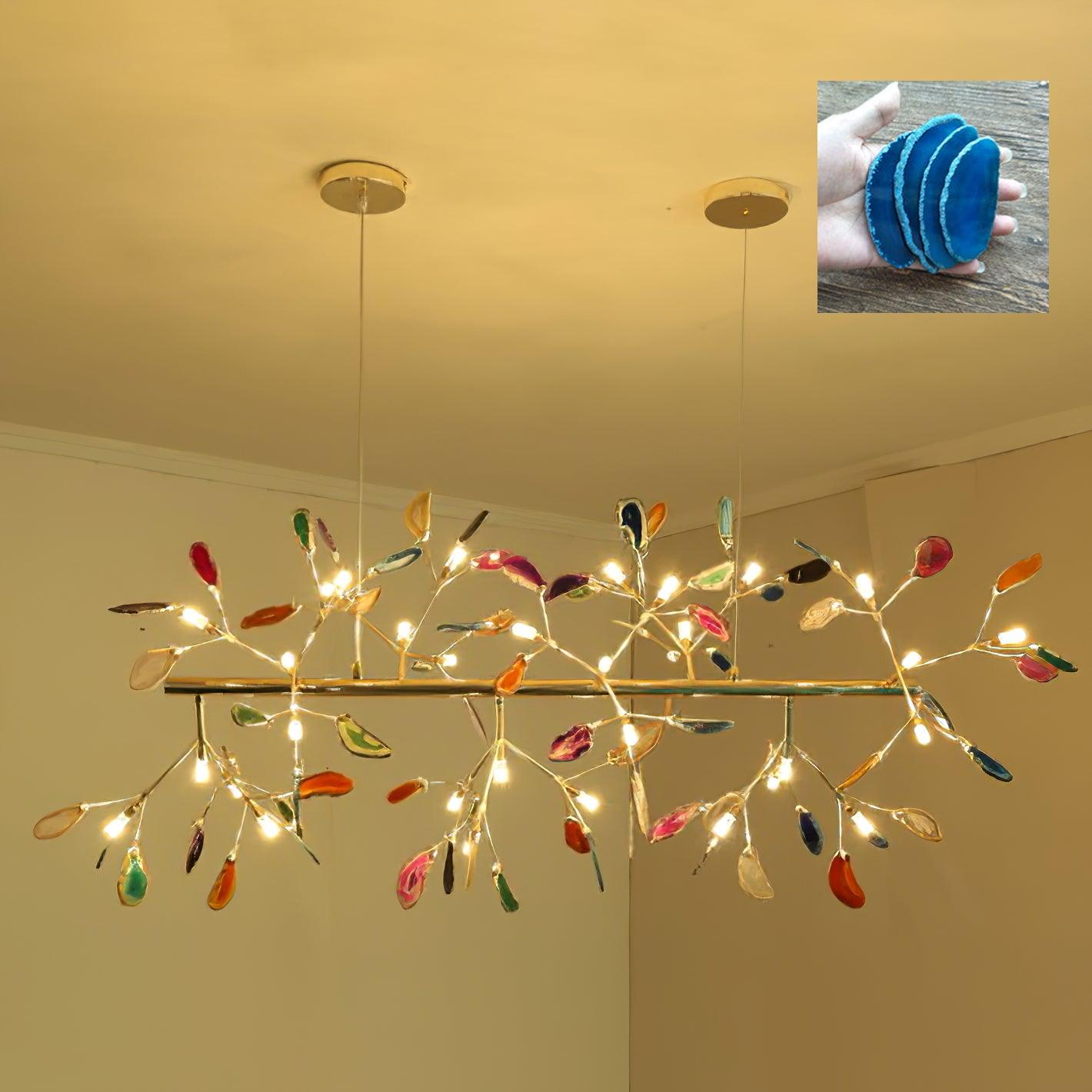 Ulenor Chandelier Colorful Leaf Gilded Arms