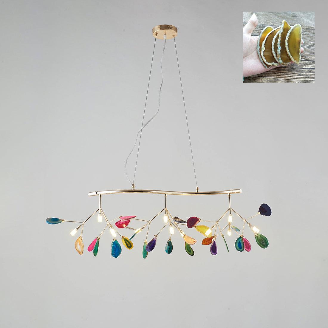 Ulenor Chandelier Colorful Leaf Gilded Arms