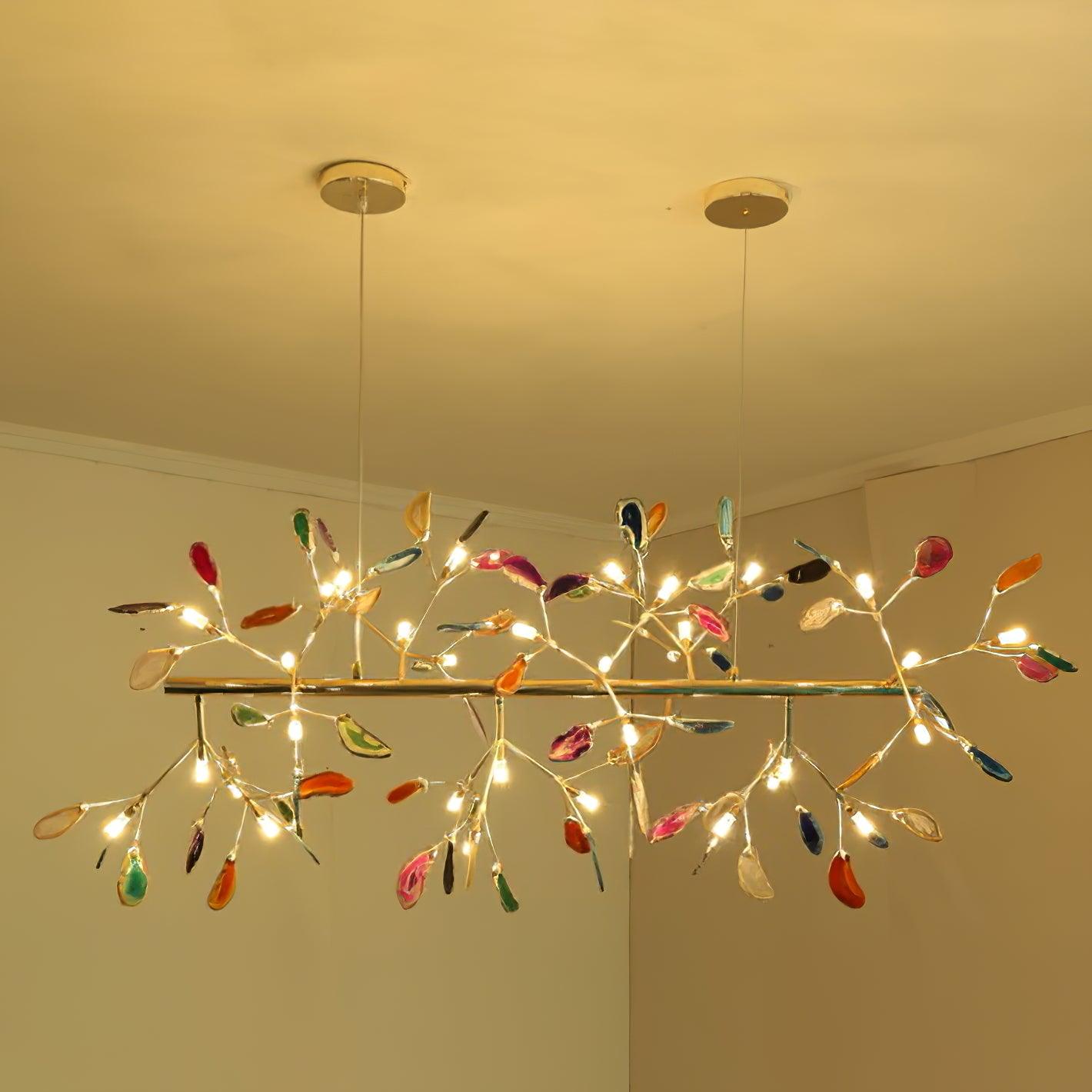 Ulenor Chandelier Colorful Leaf Gilded Arms