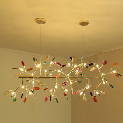 Ulenor Chandelier Colorful Leaf Gilded Arms