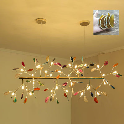 Ulenor Chandelier Colorful Leaf Gilded Arms