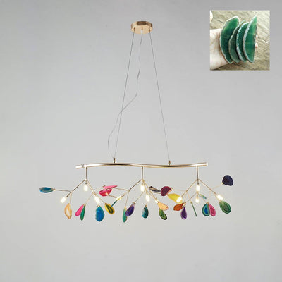 Ulenor Chandelier Colorful Leaf Gilded Arms