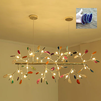 Ulenor Chandelier Colorful Leaf Gilded Arms