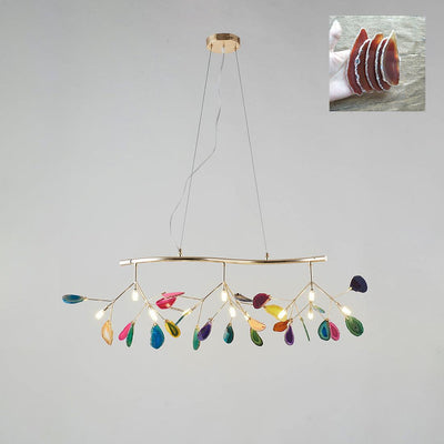 Ulenor Chandelier Colorful Leaf Gilded Arms