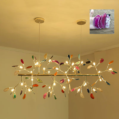 Ulenor Chandelier Colorful Leaf Gilded Arms