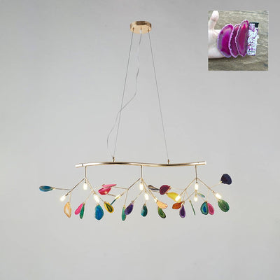 Ulenor Chandelier Colorful Leaf Gilded Arms