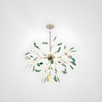 Ulenor Chandelier Colorful Leaf Gilded Arms