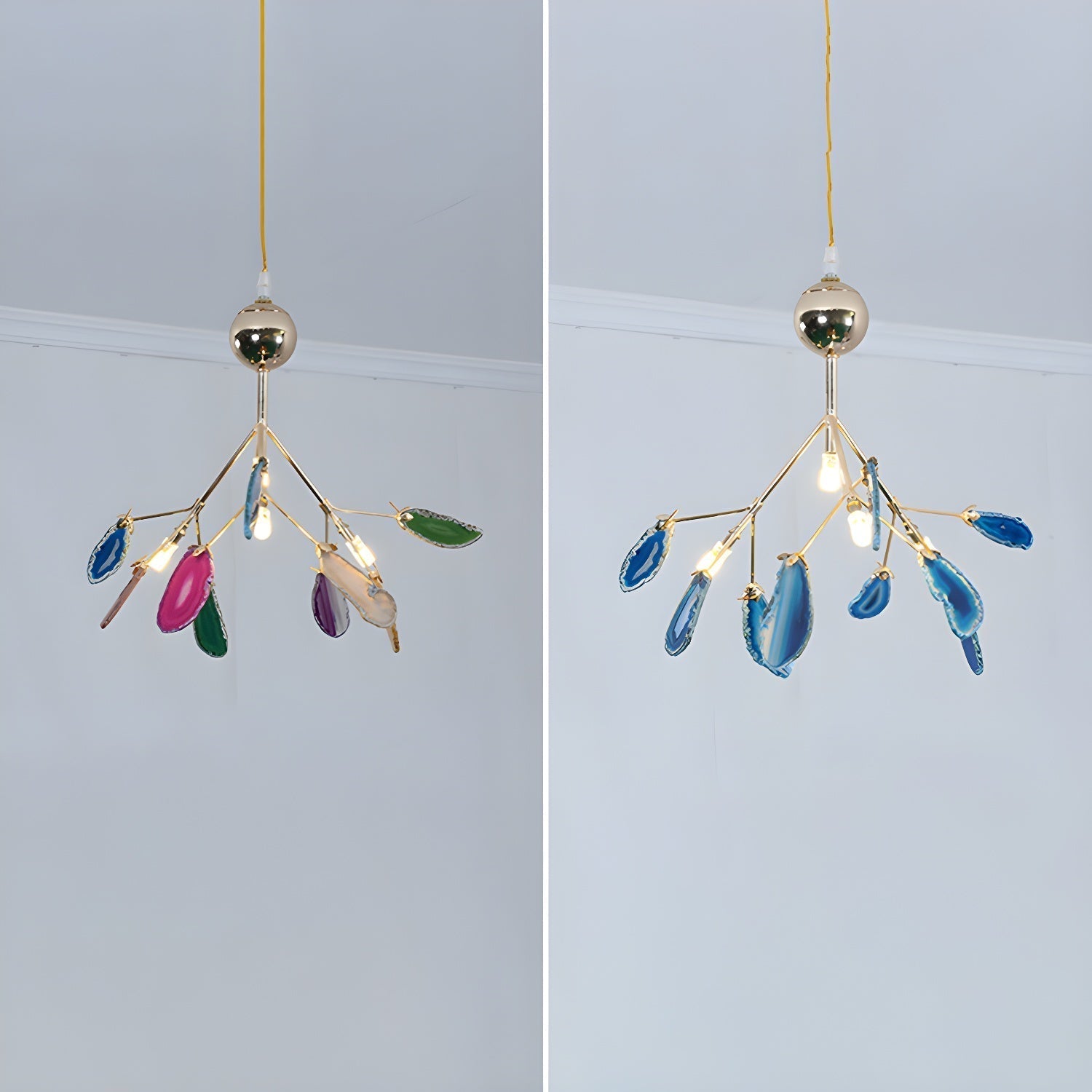 Ulenor Chandelier Colorful Leaf Gilded Arms
