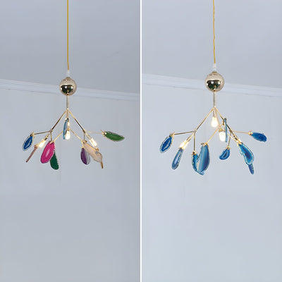 Ulenor Chandelier Colorful Leaf Gilded Arms