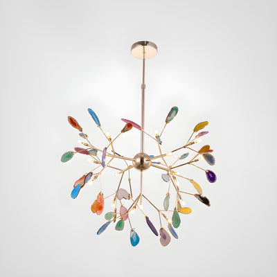 Ulenor Chandelier Colorful Leaf Gilded Arms