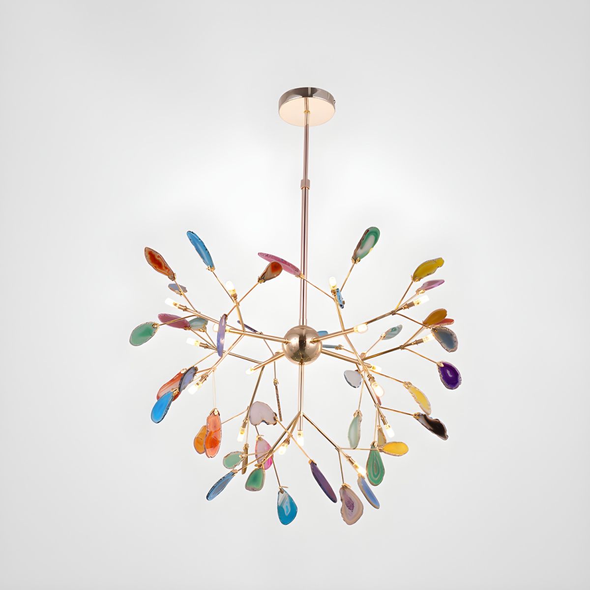 Ulenor Chandelier Colorful Leaf Gilded Arms