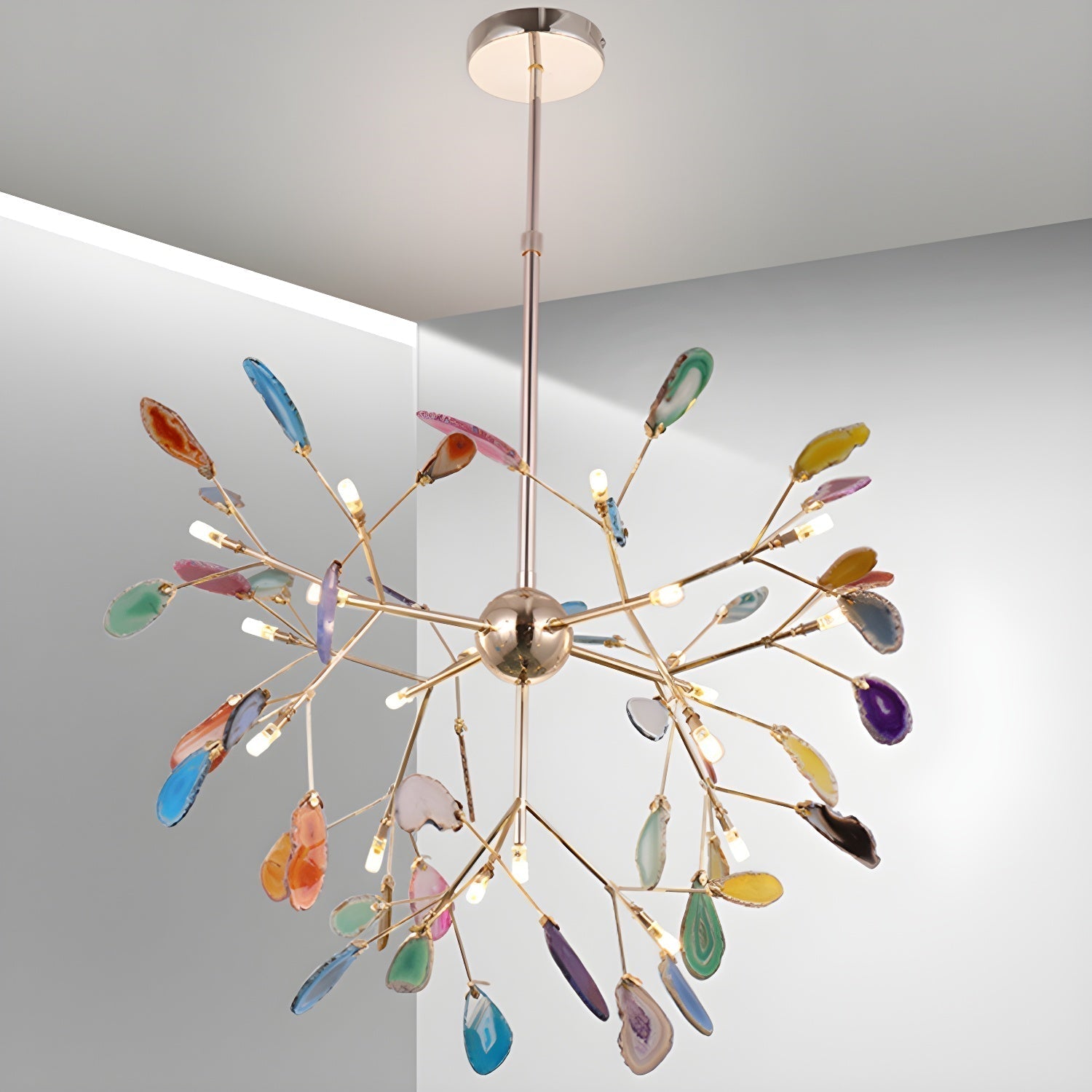 Ulenor Chandelier Colorful Leaf Gilded Arms
