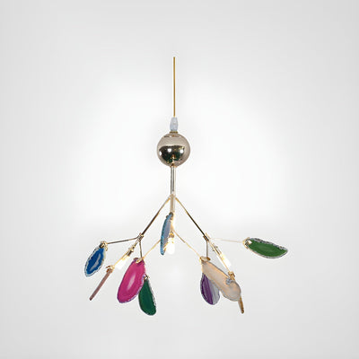 Ulenor Chandelier Colorful Leaf Gilded Arms