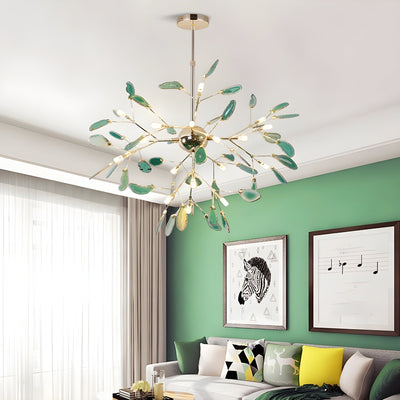 Ulenor Chandelier Colorful Leaf Gilded Arms