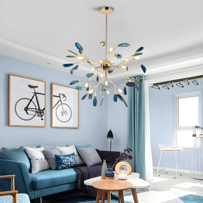Ulenor Chandelier Colorful Leaf Gilded Arms