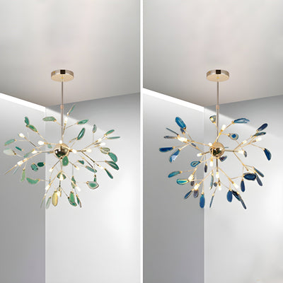 Ulenor Chandelier Colorful Leaf Gilded Arms