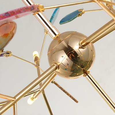 Ulenor Chandelier Colorful Leaf Gilded Arms