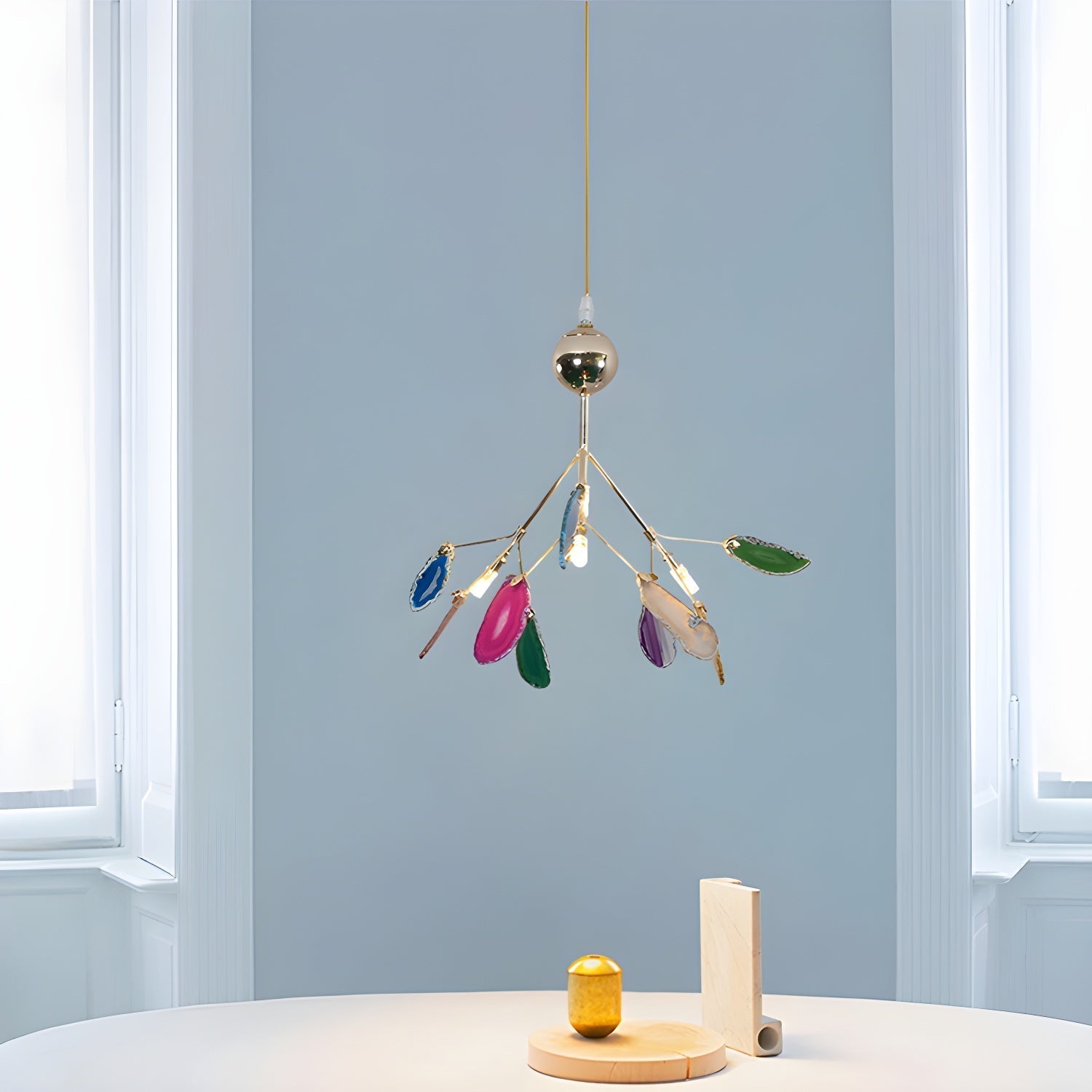 Ulenor Chandelier Colorful Leaf Gilded Arms