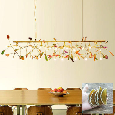 Ulenor Chandelier Colorful Leaf Gilded Arms