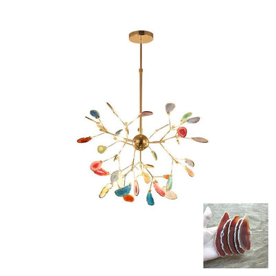 Ulenor Chandelier Colorful Leaf Gilded Arms