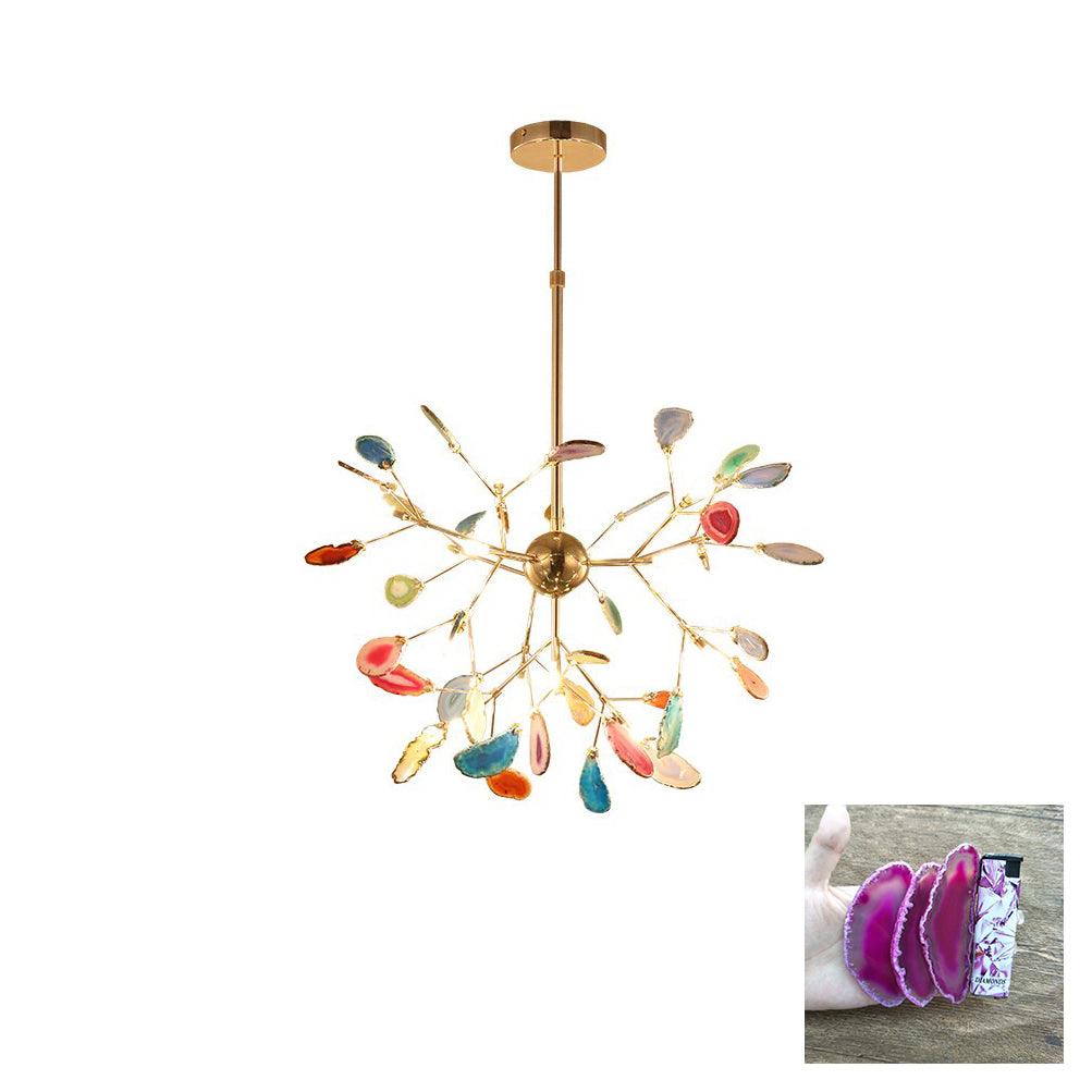 Ulenor Chandelier Colorful Leaf Gilded Arms