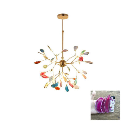 Ulenor Chandelier Colorful Leaf Gilded Arms