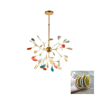 Ulenor Chandelier Colorful Leaf Gilded Arms