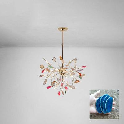 Ulenor Chandelier Colorful Leaf Gilded Arms