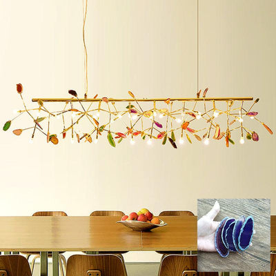 Ulenor Chandelier Colorful Leaf Gilded Arms