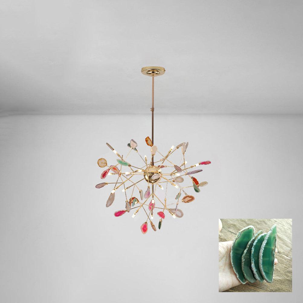 Ulenor Chandelier Colorful Leaf Gilded Arms