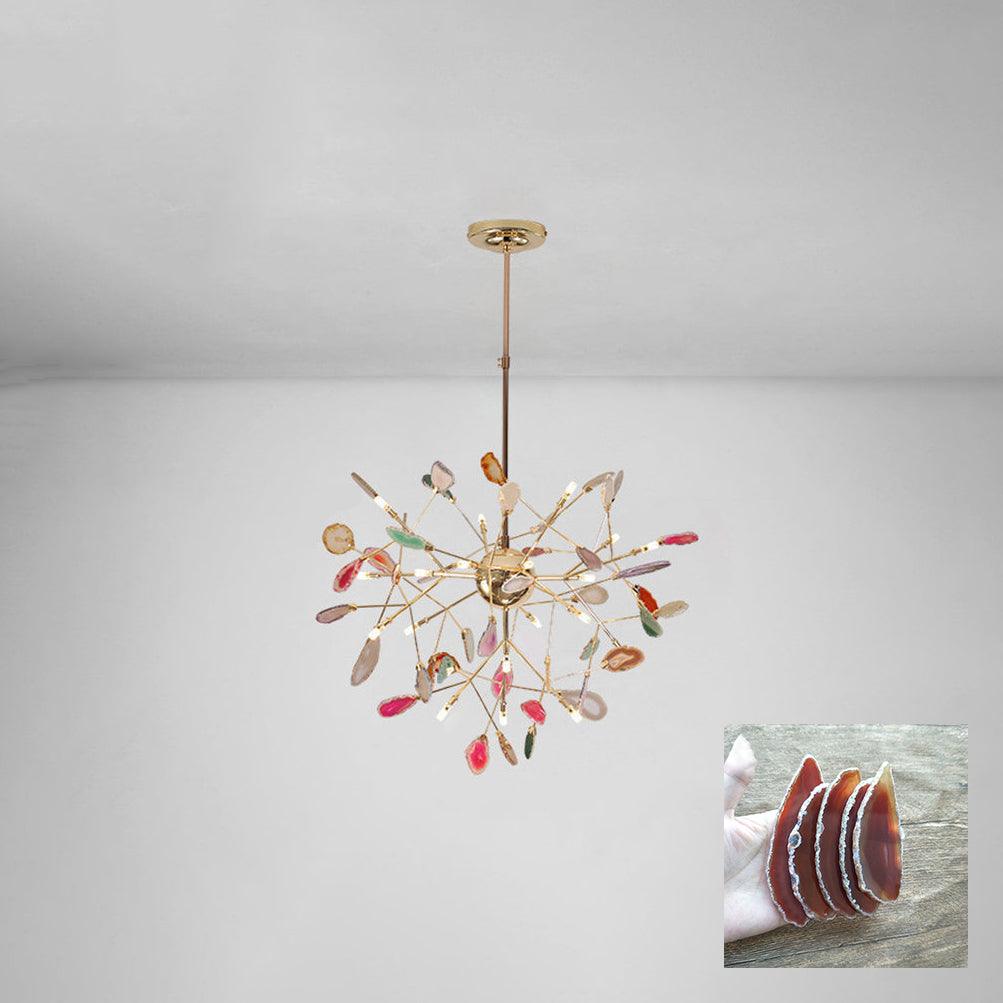 Ulenor Chandelier Colorful Leaf Gilded Arms