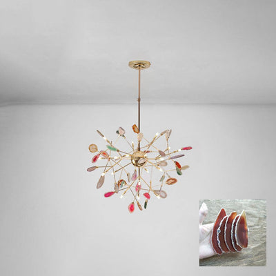 Ulenor Chandelier Colorful Leaf Gilded Arms