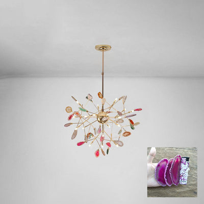 Ulenor Chandelier Colorful Leaf Gilded Arms